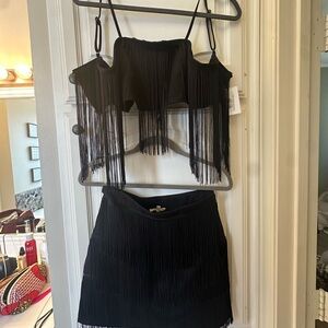 Black Fringe Skirt and top never worn in